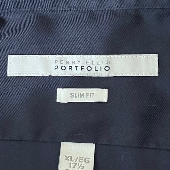 Men's Perry Ellis Portfolio Blue Slim Fit Long Sleeve Button Down XL - Picture 3 of 7